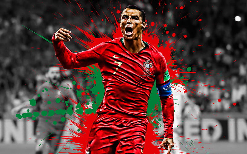 Cristiano Ronaldo, CR7, Portugal national football team, world football star, goal, Portuguese football player, football, Portugal colors, Ronaldo, HD wallpaper