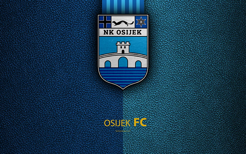 NK Osijek emblem, HNL, Osijek, Croatia, logo, football, Osijek FC, leather texture, Croatian football club, Croatian Football Championship, T-Com Prva HNL, HD wallpaper