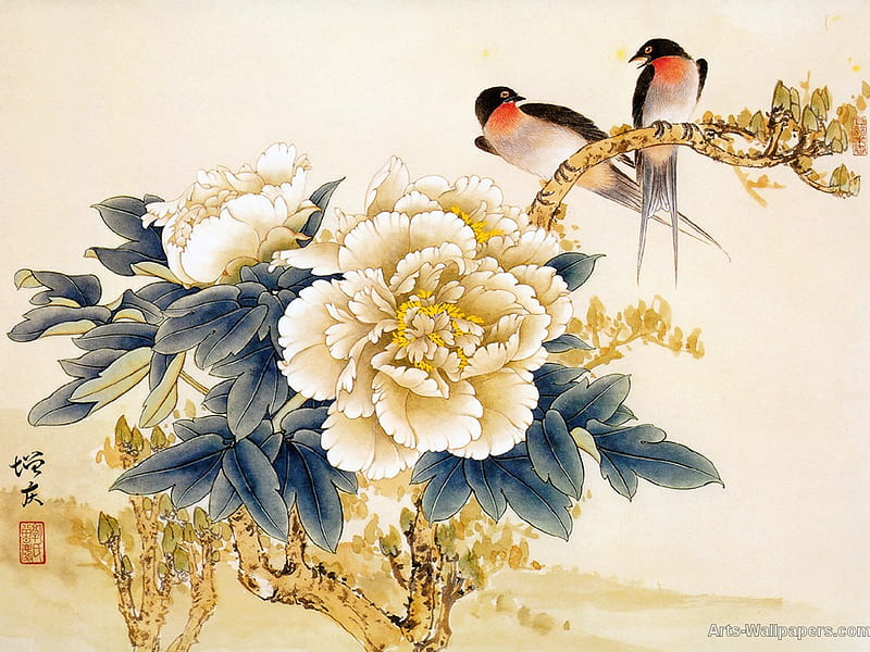 Chinese painting, art, bird, painting, flower, chinese, HD wallpaper |  Peakpx