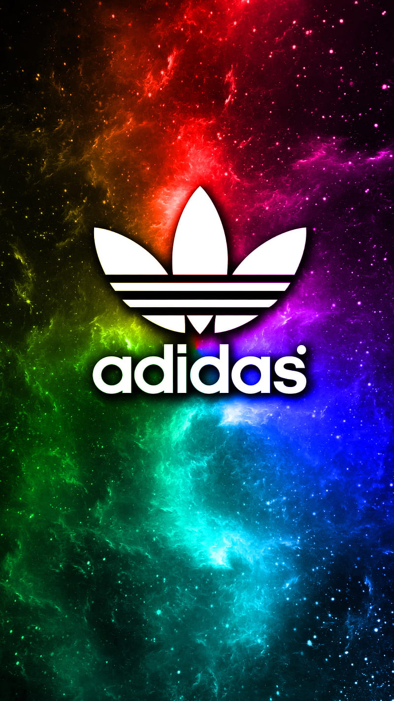 Adidas, colourful, logo, shade, space, universe, HD phone wallpaper