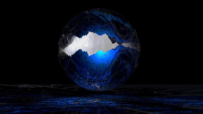 giant ball, blue, object, sphere, 3D, HD wallpaper
