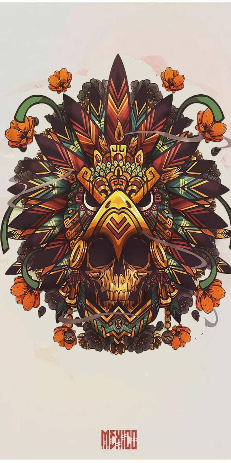Guerrero Aguila, azteca, aztecas, calavera, craneo, mexico, skull, HD phone wallpaper
