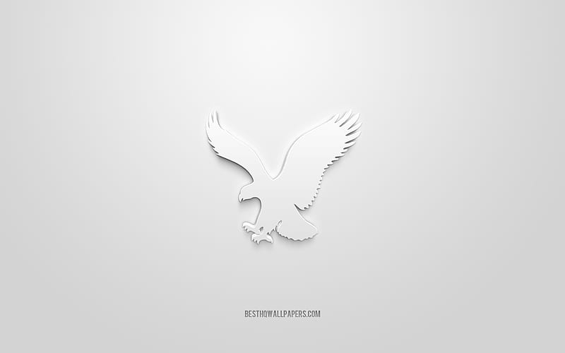 American Eagle Outfitters logo, white background, American Eagle Outfitters 3d logo, 3d art, American Eagle Outfitters, brands logo, white 3d American Eagle Outfitters logo, HD wallpaper