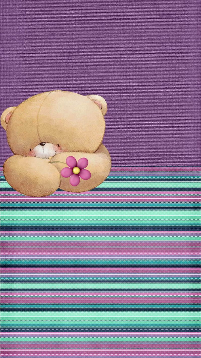 Bear, purple, spring, teal, teddy, HD phone wallpaper