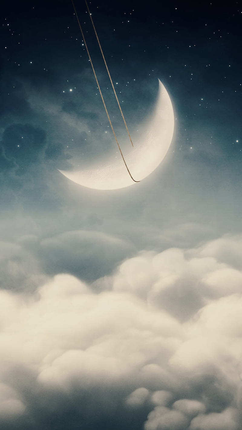 The Swinging Moon, concept, moon, HD phone wallpaper