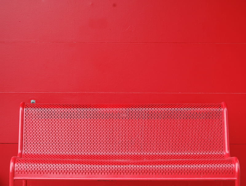red metal bench, HD wallpaper