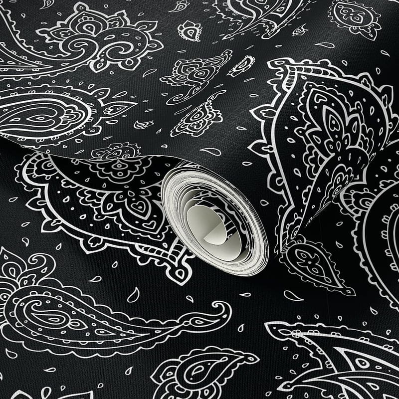 Bandana Paisley White on Black, HD phone wallpaper | Peakpx