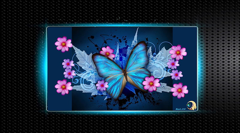 BUTTERFLY Blue Glowing Happiness, hop, Return, Banana, Butterfly, Moon, Life, New Start, Blue, Flower, HD wallpaper