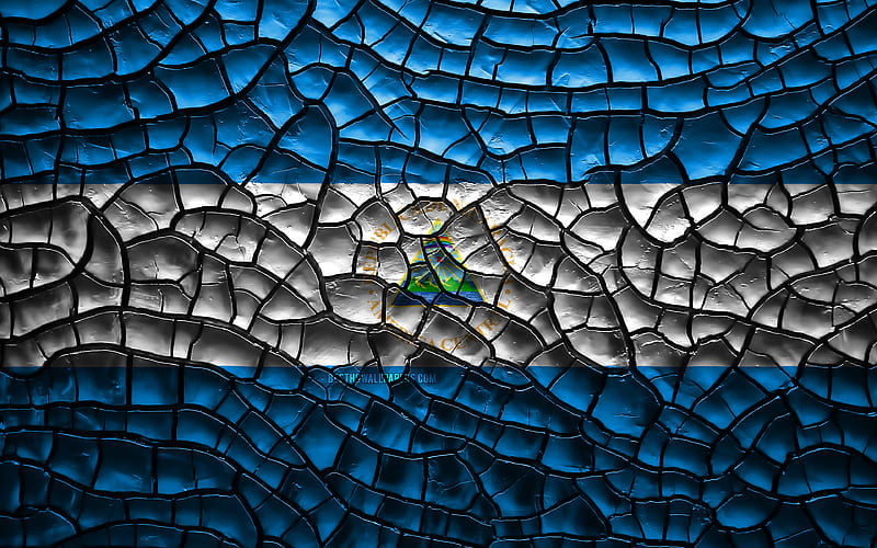 Flag of Nicaragua cracked soil, North America, Nicaraguan flag, 3D art, Nicaragua, North American countries, national symbols, Nicaragua 3D flag, HD wallpaper
