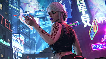 Wallpaper girl, the city, cyberpunk for mobile and desktop, section  фантастика, resolution 2304x1536 - download