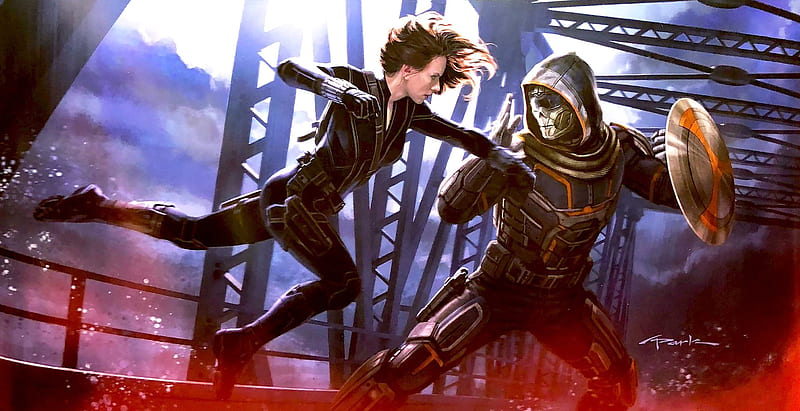 Black Widow vs Taskmaster Art, HD wallpaper