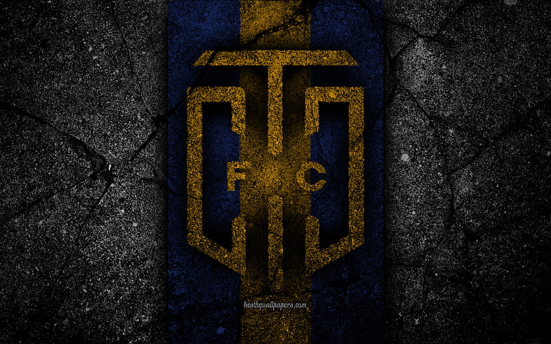 Cape Town City FC emblem, South African Premier League, soccer, logo, South Africa, grunge, Cape Town City, black stone, asphalt texture, football, FC Cape Town City, HD wallpaper
