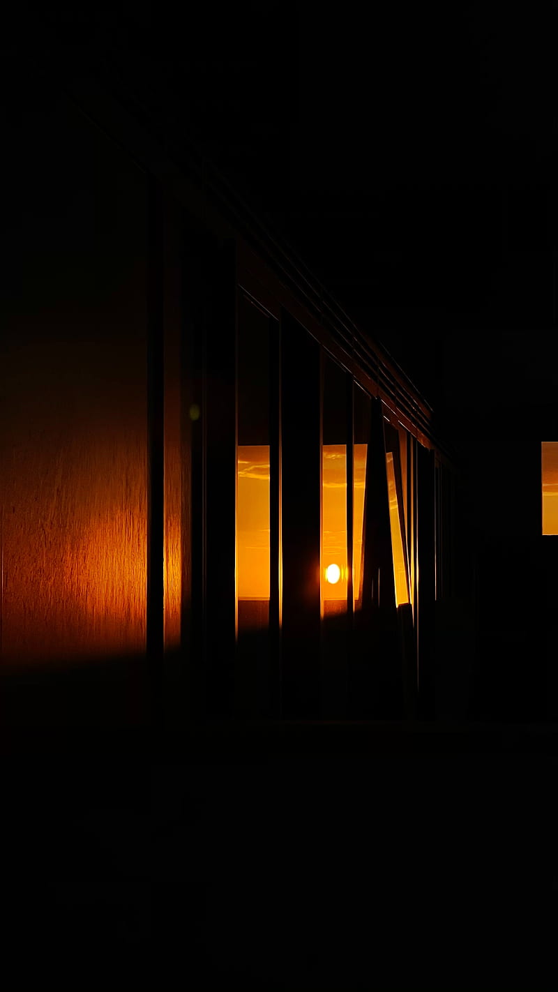 mirror, reflection, sun, sunset, dark, HD phone wallpaper