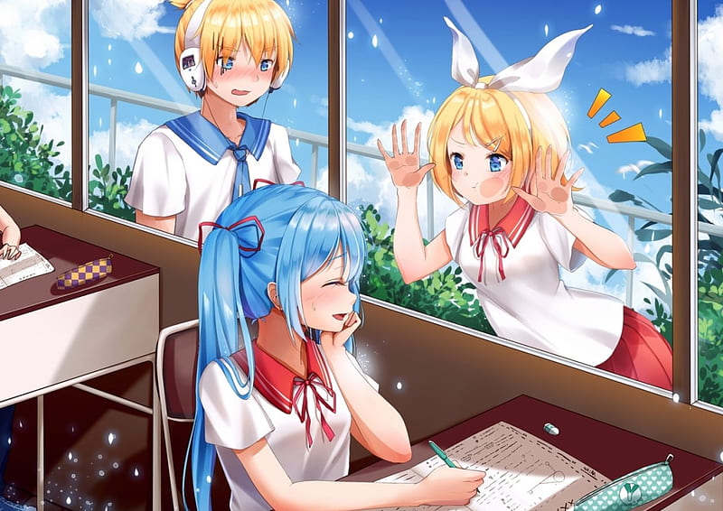 Laughing In Class, Anime Guy, Miku, Anime, Rin, Puffy Cheeks, Kagamine Rin,  Smile, HD wallpaper | Peakpx