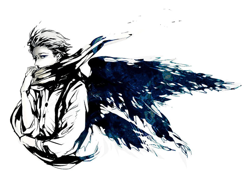 anime guy with wings drawing