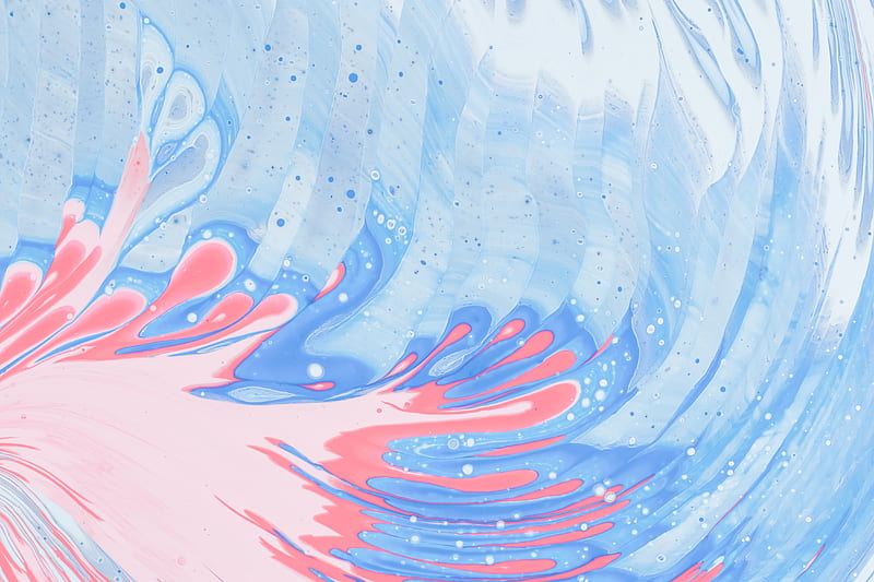 stains, paint, liquid, abstraction, blue, pink, HD wallpaper