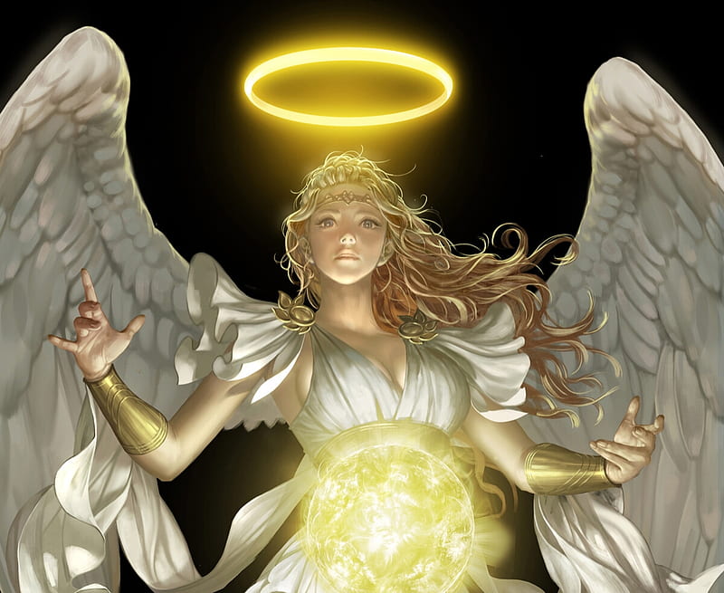 Angel, white, fantasy, wings, girl, donfoo, black, HD wallpaper | Peakpx