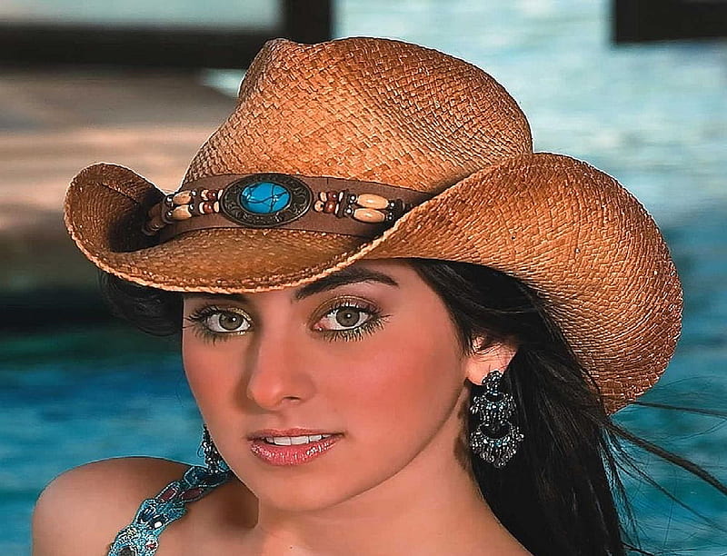 Relaxing Female Models Hats Cowgirl Ranch Fun Pool Outdoors