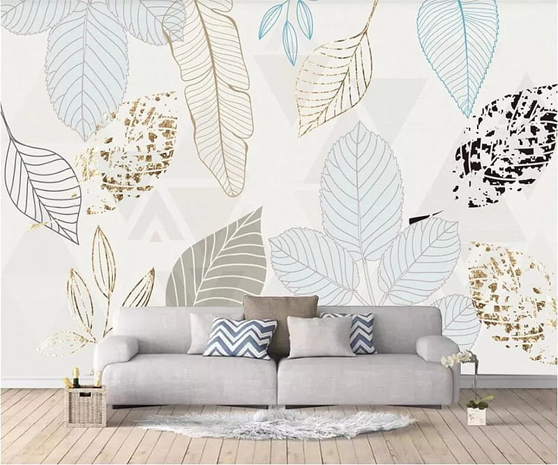 Custom 3D modern simple hand painted leaves abstract retro Nordic indoor background wall paper home decor - AliExpress Home Improvement, HD wallpaper
