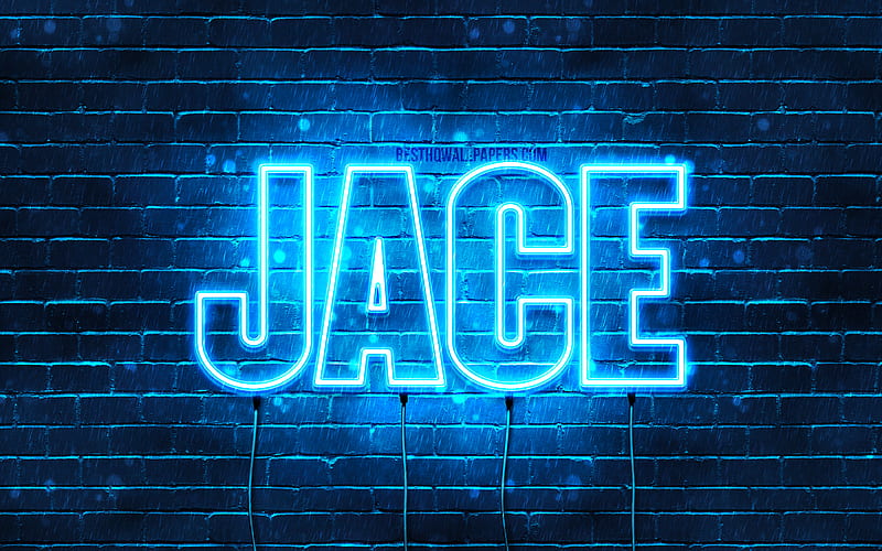 Jace with names, horizontal text, Jace name, blue neon lights, with Jace name, HD wallpaper