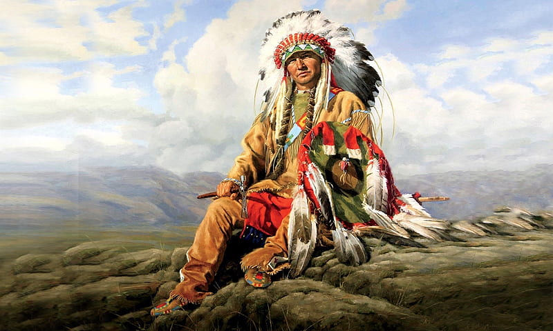 Native American Chief, Native American, man, Indigenous, chief, feathers, HD wallpaper