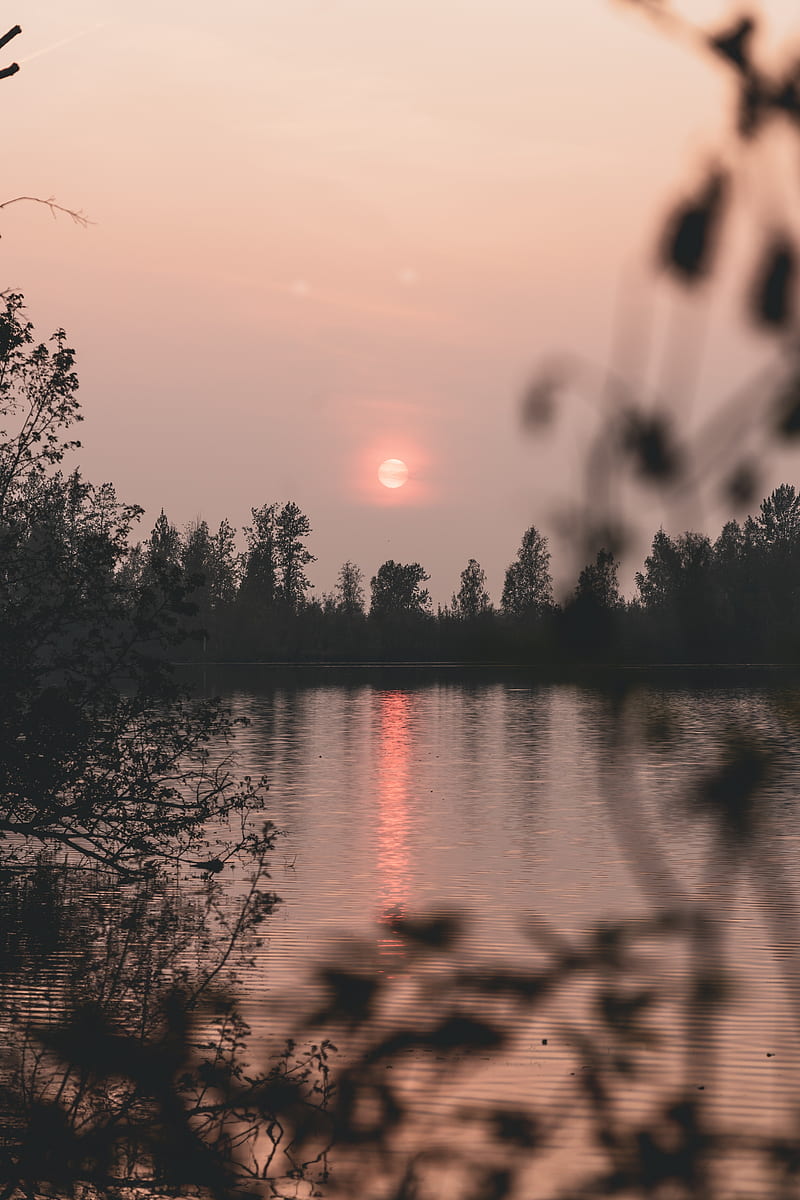lake, sunset, twilight, landscape, nature, HD phone wallpaper