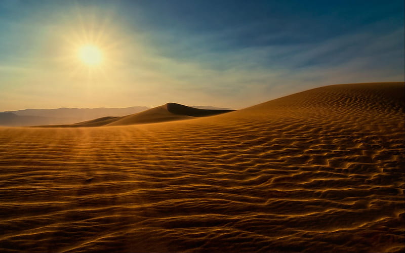 desert, sunset, sand dunes, sand, HD wallpaper