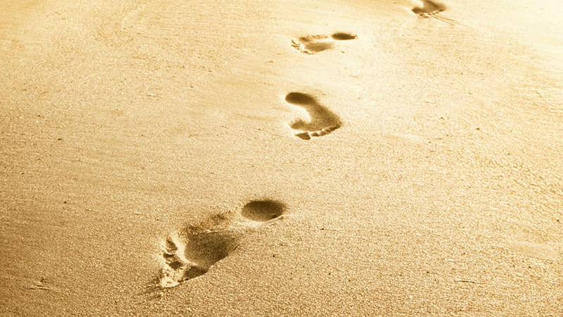 Follow in His Footsteps, belief, christian, religious, easter, believe, beach, religoun, jesus, sand, footsteps, HD wallpaper