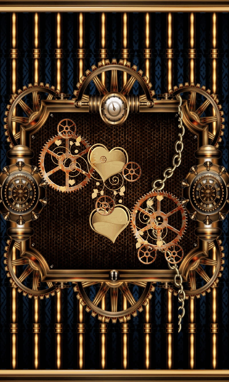 steampunk design, background, brown, gold, HD phone wallpaper