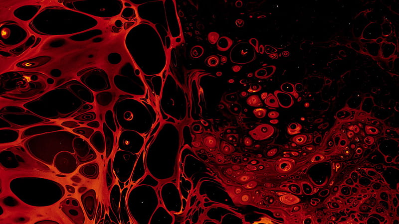 Red Black Paint Liquid Bubbles Stains Abstract, HD wallpaper