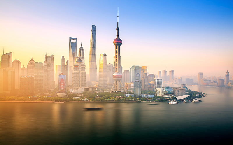 Shanghai, Oriental Pearl Tower, cityscapes, Huangpu River, TV tower, China, Asia, HD wallpaper