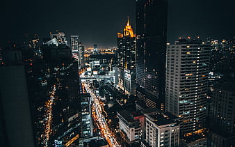 Bangkok, panorama, metropolis, nightscapes, Thailand, Asia, HD ...