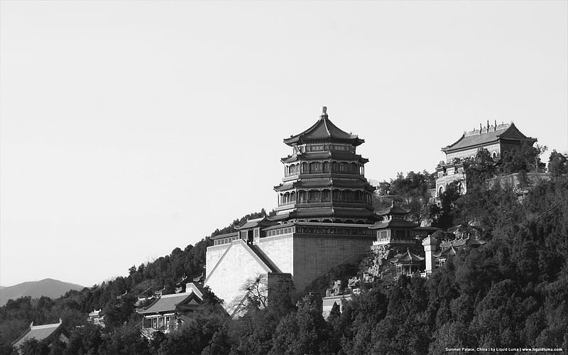Summer Palace, Beijing China, china, travel, black and white, palace, asia, graphy, summer, asian, chinese, international, beijing, HD wallpaper