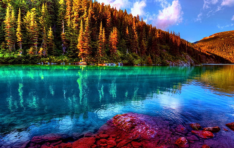 ★Wonderland of Lake★, lakes, fall season, autumn, love four seasons, places, wonderland, attractions in dreams, creative pre-made, trees, graphy, waterscapes, Canada, wonderful lake, nature, HD wallpaper
