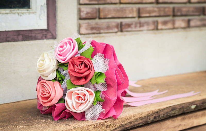 silk roses, wedding bouquet, artificial flowers, bridal bouquet, roses, HD wallpaper