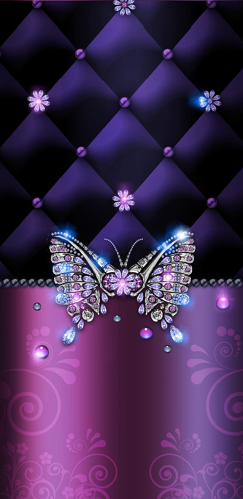 Jeweled Butterfly, jewel, pink, pretty, purple, HD phone wallpaper