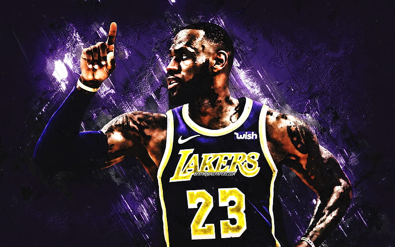 LeBron James, American basketball player, Los Angeles Lakers, NBA, USA, purple stone background, basketball, HD wallpaper