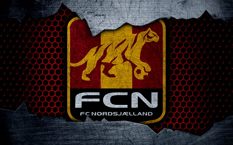 Nordsjaelland logo, soccer, Danish Superliga, football club, Denmark, grunge, metal texture, Nordsjaelland FC, HD wallpaper