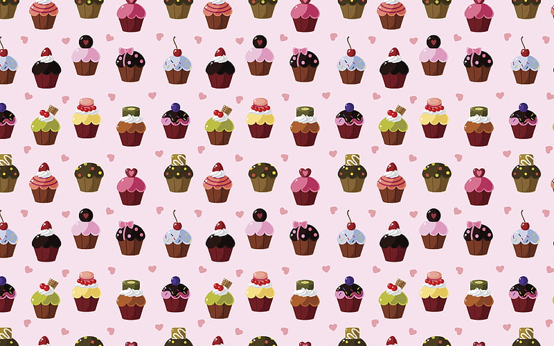 cartoon cakes pattern background with cakes, creative, cakes textures, kids textures, cartoon cakes background, cakes patterns, cakes backgrounds, HD wallpaper