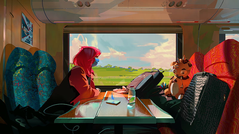 Anime, Girl, Train, Window, HD wallpaper