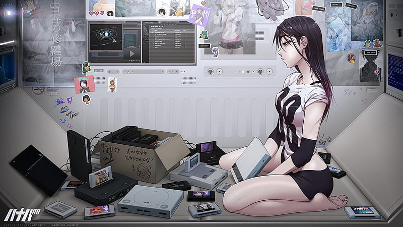 Gamer, cute, woman, anime, HD wallpaper