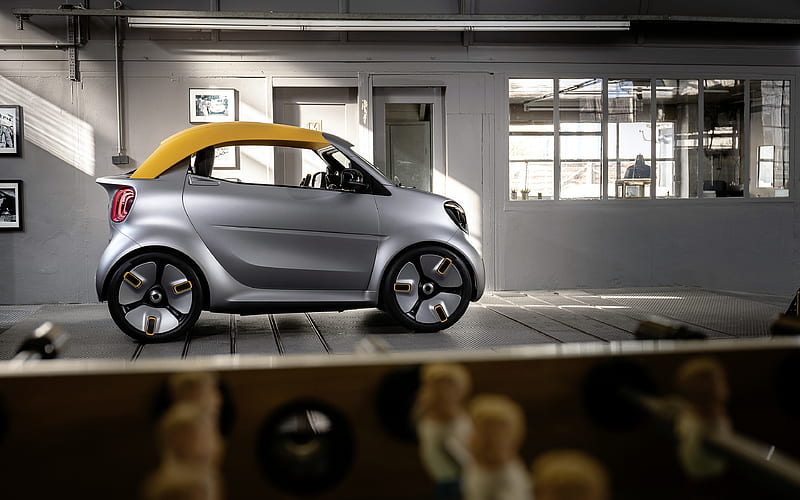 Smart Forease, 2019, side view, electric car, new silver Smart, convertible, Geneva Motor Show, Smart EQ, Daimler AG, HD wallpaper