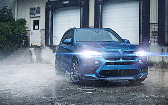 BMW X5M, F85, 2017, Blue X5, tuning, M Performance, luxury SUV, BMW, HD wallpaper