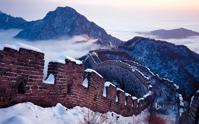 Snow on the Great Wall Beijing China, Great, The, China, Snow, On, Wall, Of, HD wallpaper