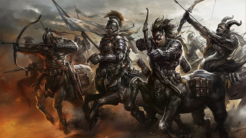 centaurs, battle, helmet, archer, centaur, armour, HD wallpaper