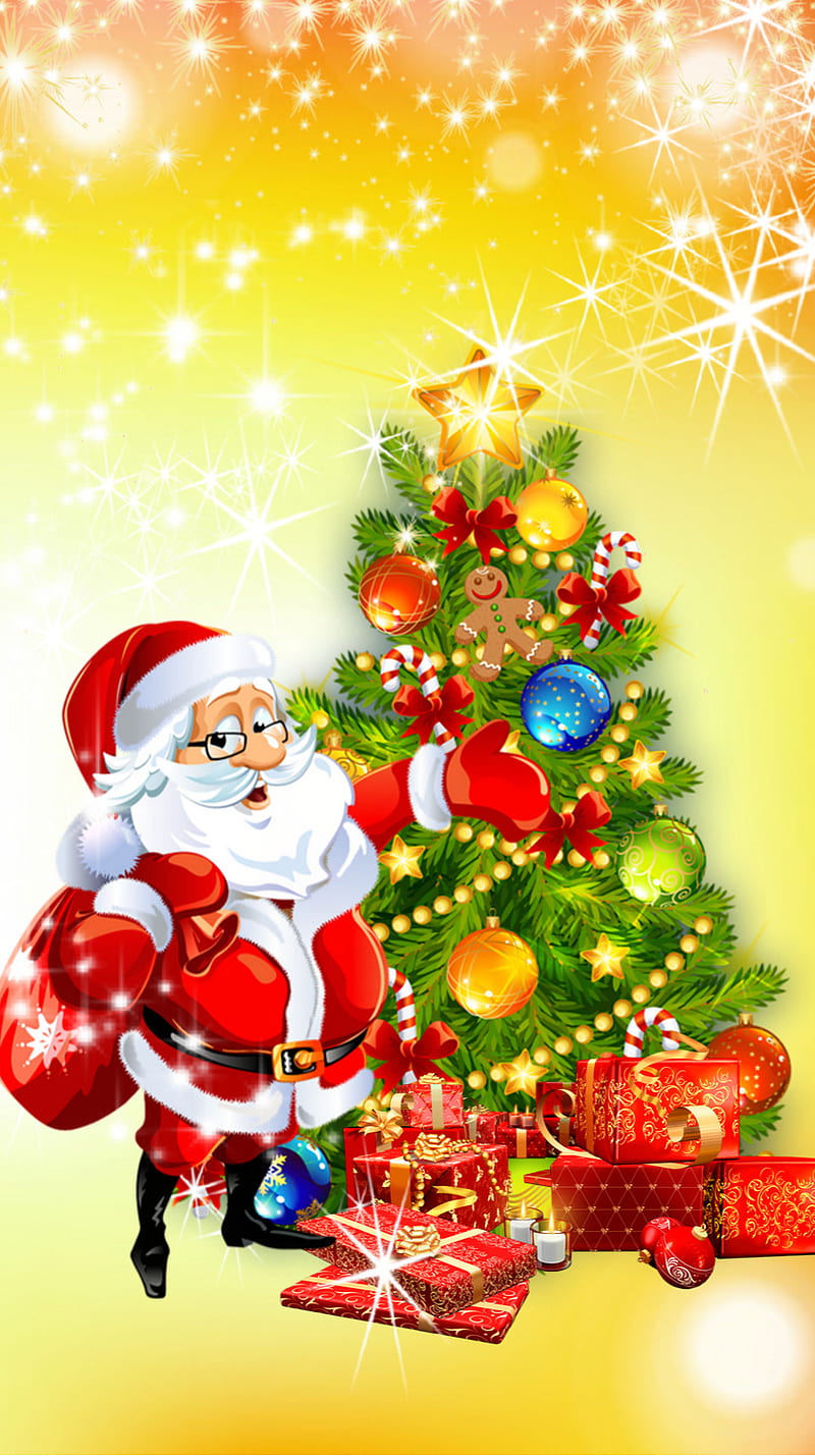 Christmas, christmas tree, santa clause, x mas, HD phone wallpaper