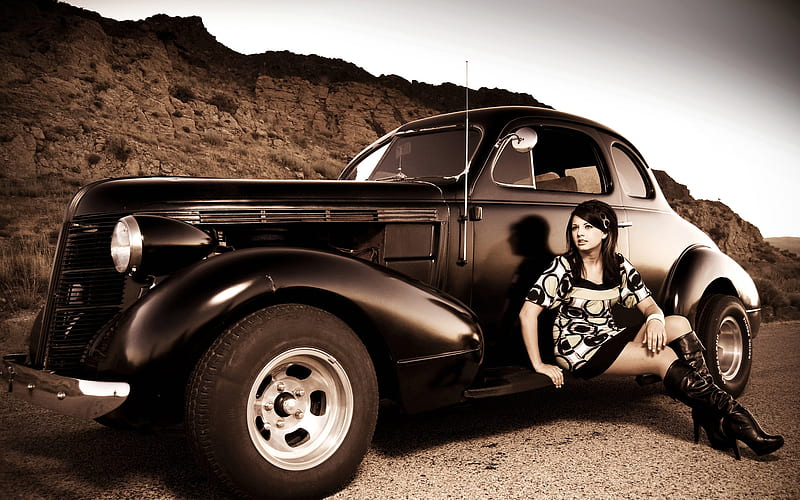 Rock N Roll Pin 6, Black And White, carros, Women, Rock N Roll, HD wallpaper