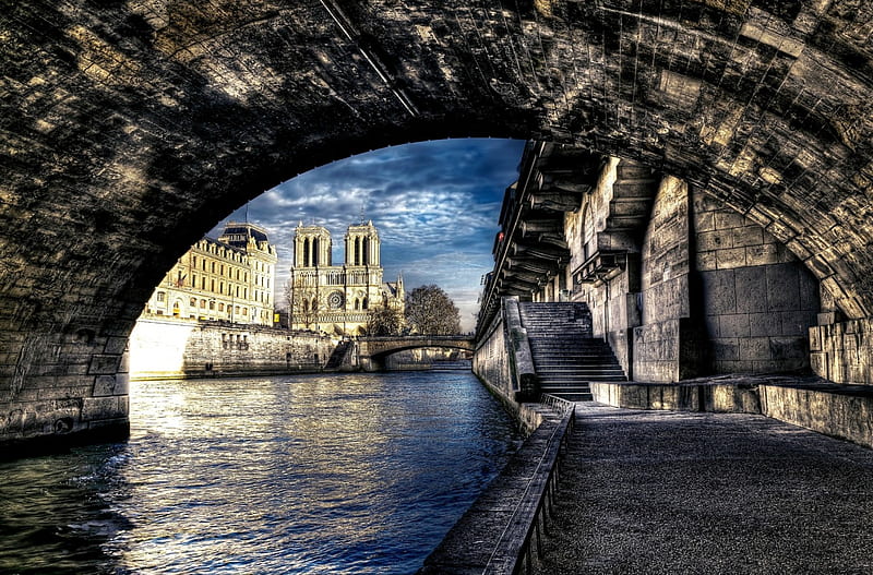 CITY, france, bridge, notre dame de paris, paris, river, r, HD wallpaper