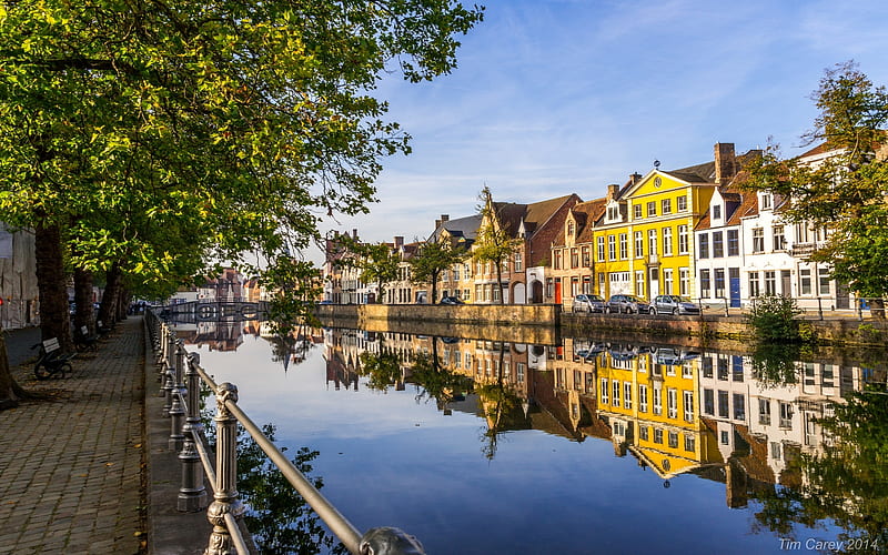 Bruges, Belgium, canal, houses, Belgium, town, Bruges, HD wallpaper