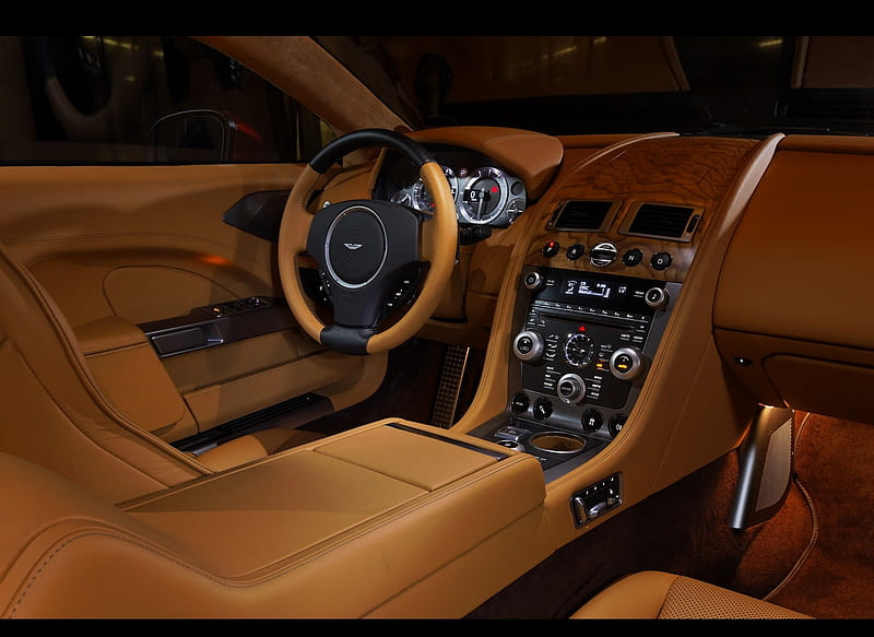 2010 Aston Martin Rapide Magma Red - Interior, Dashboard View, car, HD wallpaper